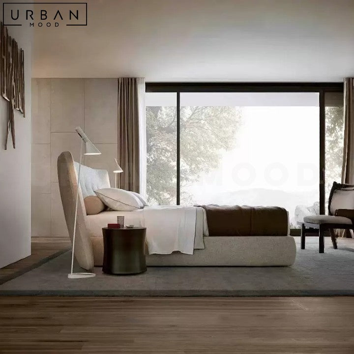 HILLS Modern Fabric Bedframe Pine Wood Structure - URBANMOOD