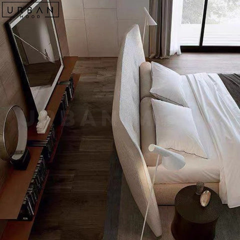 HILLS Modern Fabric Bedframe Pine Wood Structure - URBANMOOD