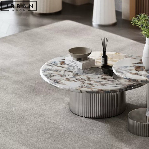 ILLI Modern Marble Coffee Table with Stainless Steel Base - URBANMOOD