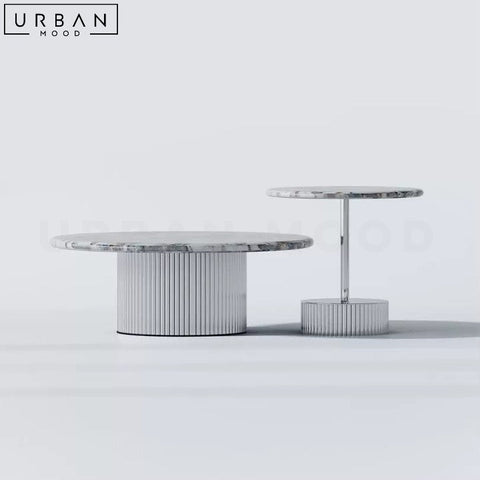 ILLI Modern Marble Coffee Table with Stainless Steel Base - URBANMOOD
