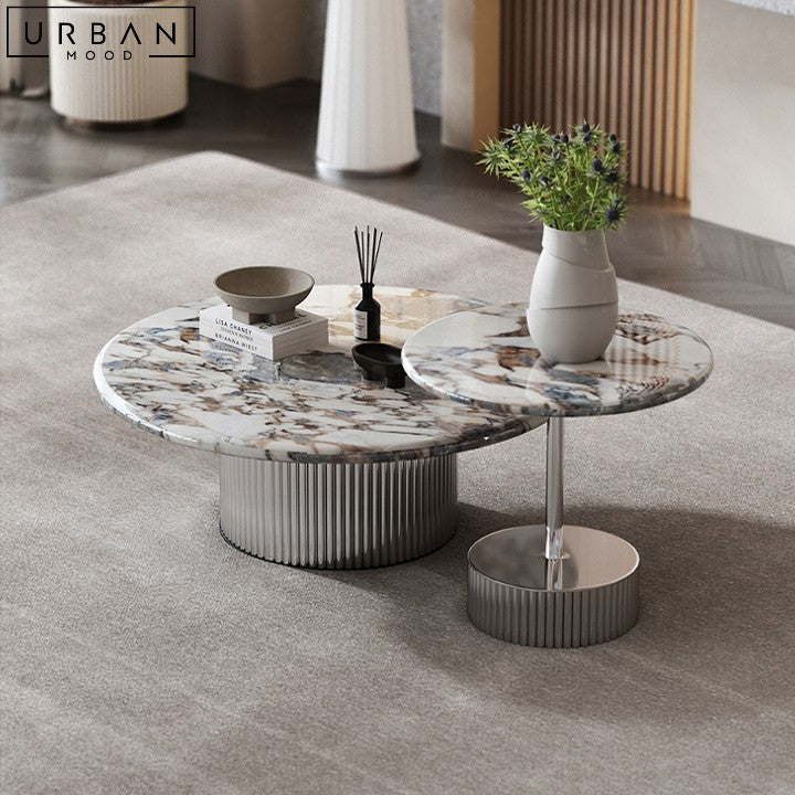 ILLI Modern Marble Coffee Table with Stainless Steel Base - URBANMOOD