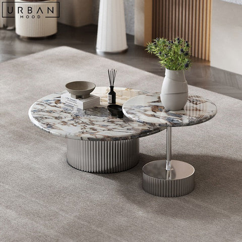 ILLI Modern Marble Coffee Table with Stainless Steel Base - URBANMOOD