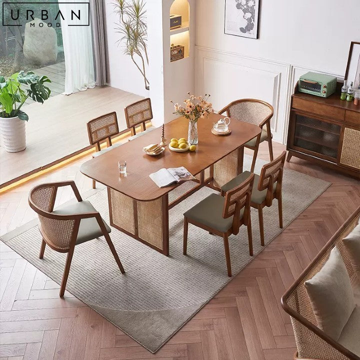 INACIO Japandi Rattan Wooden Dining Chair - URBANMOOD
