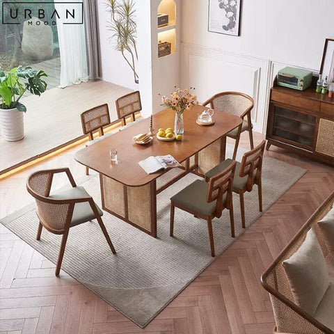 INACIO Japandi Rattan Wooden Dining Chair - URBANMOOD