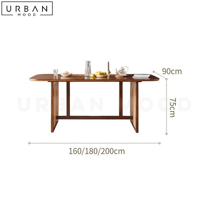 INACIO Japandi Rattan Wooden Dining Chair - URBANMOOD
