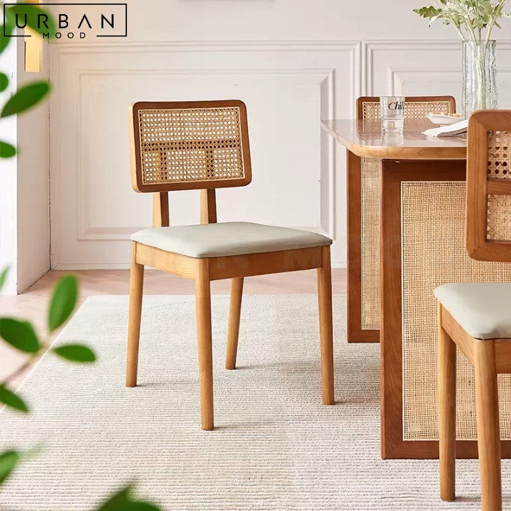 INACIO Japandi Rattan Wooden Dining Chair - URBANMOOD