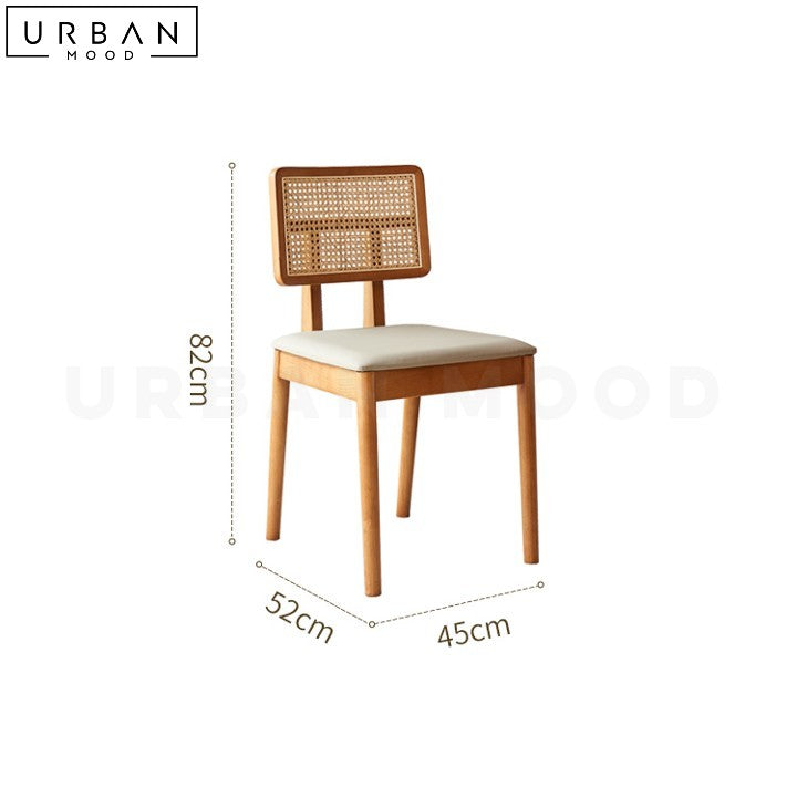 INACIO Japandi Rattan Wooden Dining Chair - URBANMOOD