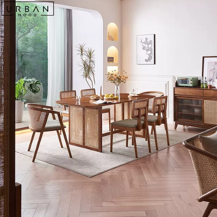 INACIO Japandi Rattan Wooden Dining Chair - URBANMOOD
