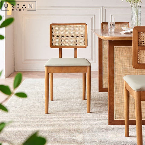 INACIO Japandi Rattan Wooden Dining Chair - URBANMOOD
