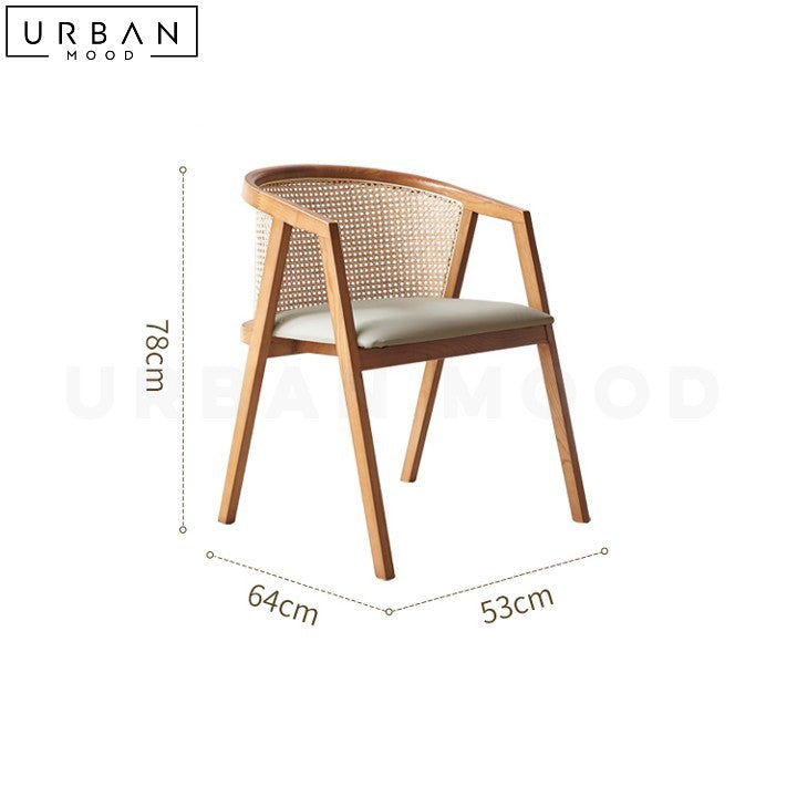 INACIO Japandi Rattan Wooden Dining Chair - URBANMOOD