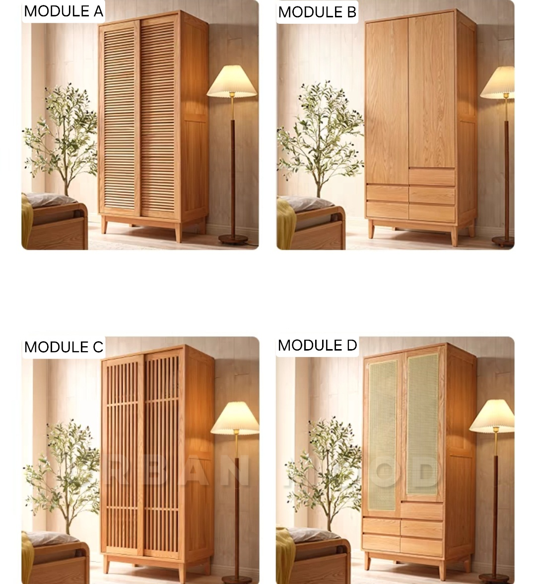 JENKIN Japandi Solid Wood Storage Wardrobe - URBANMOOD