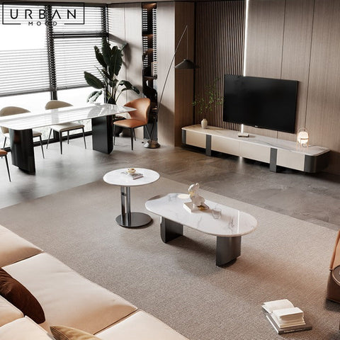 JEREME Modern Marble Coffee Table with Carbon Steel Base - URBANMOOD