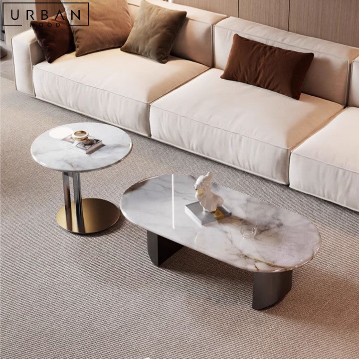 JEREME Modern Marble Coffee Table with Carbon Steel Base - URBANMOOD