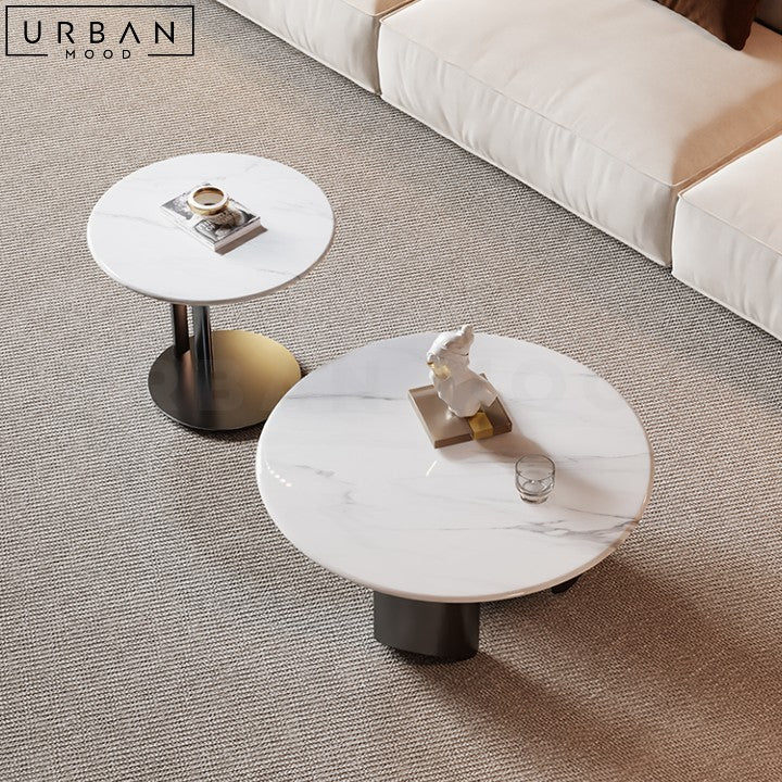 JEREME Modern Marble Coffee Table with Carbon Steel Base - URBANMOOD