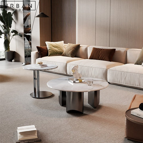 JEREME Modern Marble Coffee Table with Carbon Steel Base - URBANMOOD
