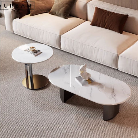 JEREME Modern Marble Coffee Table with Carbon Steel Base - URBANMOOD
