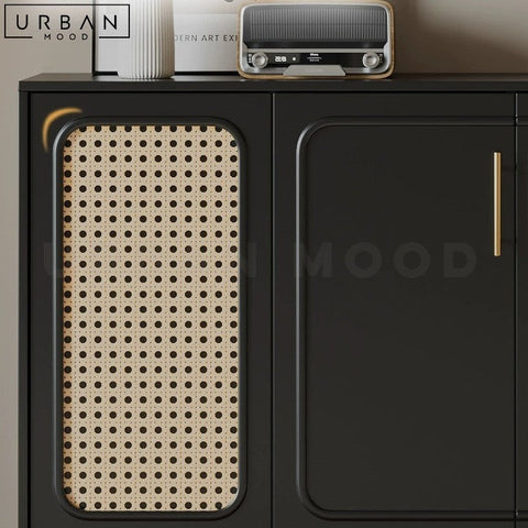 JOSELYN Vintage Rattan Sideboard with Gold Hardware - URBANMOOD