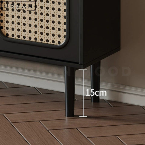 JOSELYN Vintage Rattan Sideboard with Gold Hardware - URBANMOOD