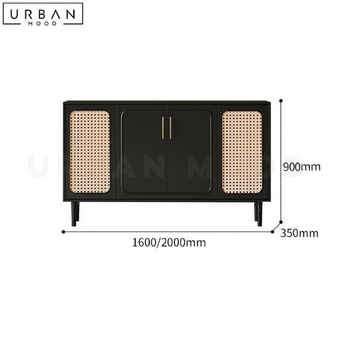 JOSELYN Vintage Rattan Sideboard with Gold Hardware - URBANMOOD