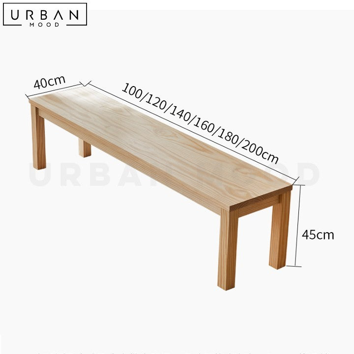 JULIETA Solid Wood Bench for Scandinavian Japandi Interiors - URBANMOOD