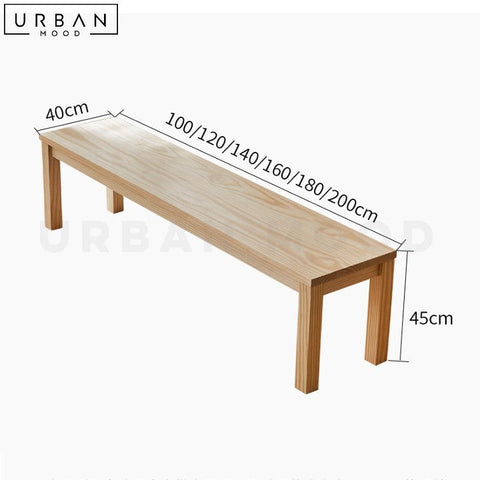 JULIETA Solid Wood Bench for Scandinavian Japandi Interiors - URBANMOOD