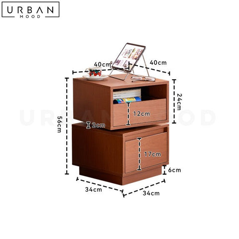 Japandi Bedside Table Wooden Nightstand with Storage - URBANMOOD