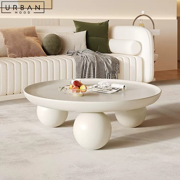 Japandi Round Coffee Table with Spherical Legs - URBANMOOD