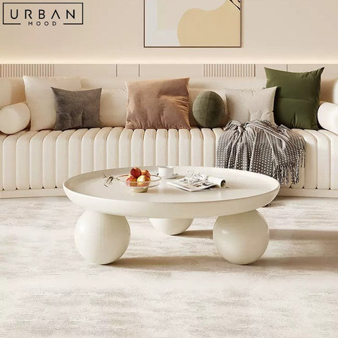 Japandi Round Coffee Table with Spherical Legs - URBANMOOD