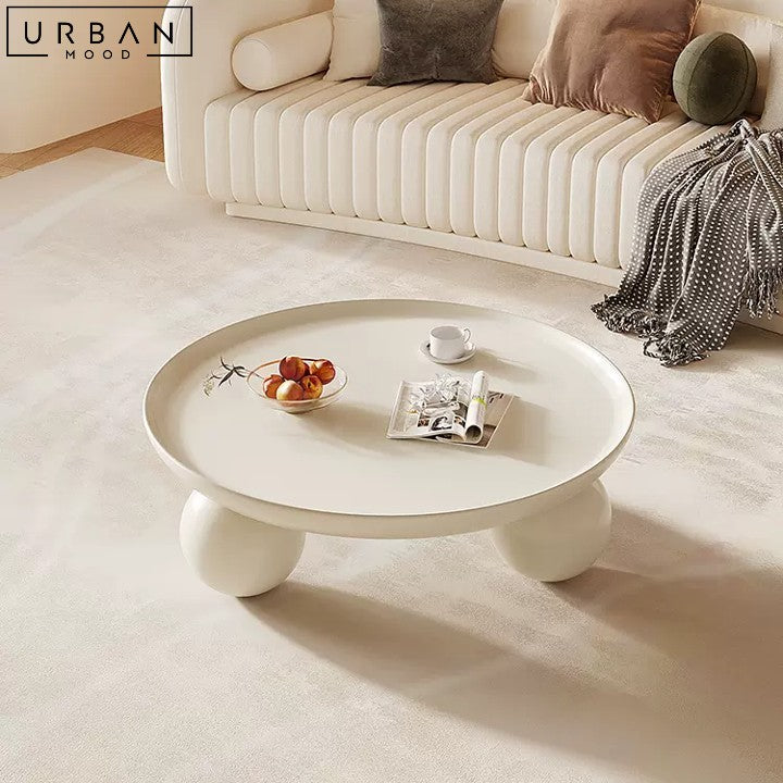 Japandi Round Coffee Table with Spherical Legs - URBANMOOD