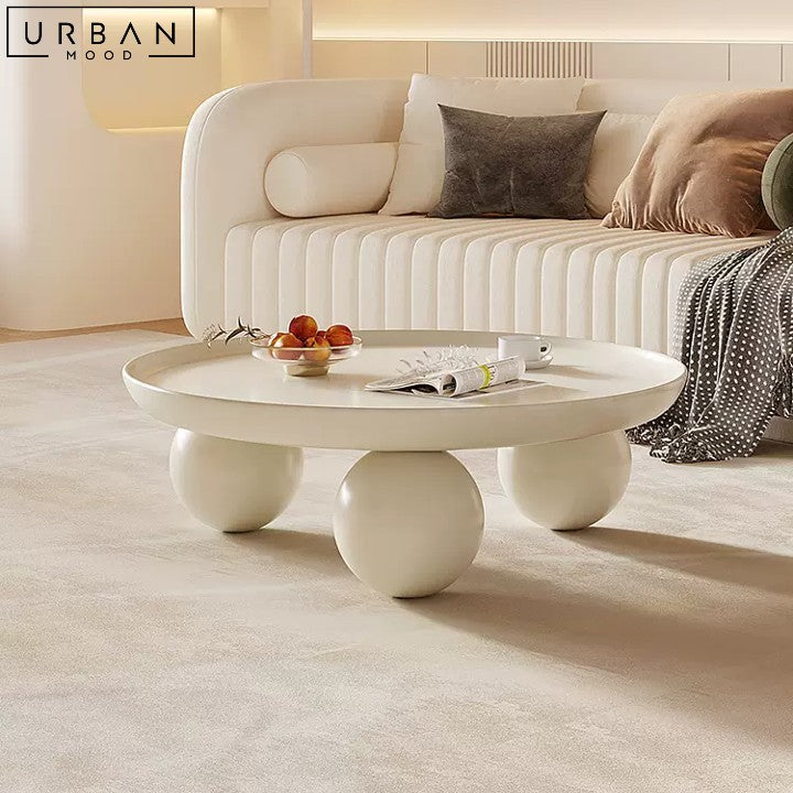 Japandi Round Coffee Table with Spherical Legs - URBANMOOD