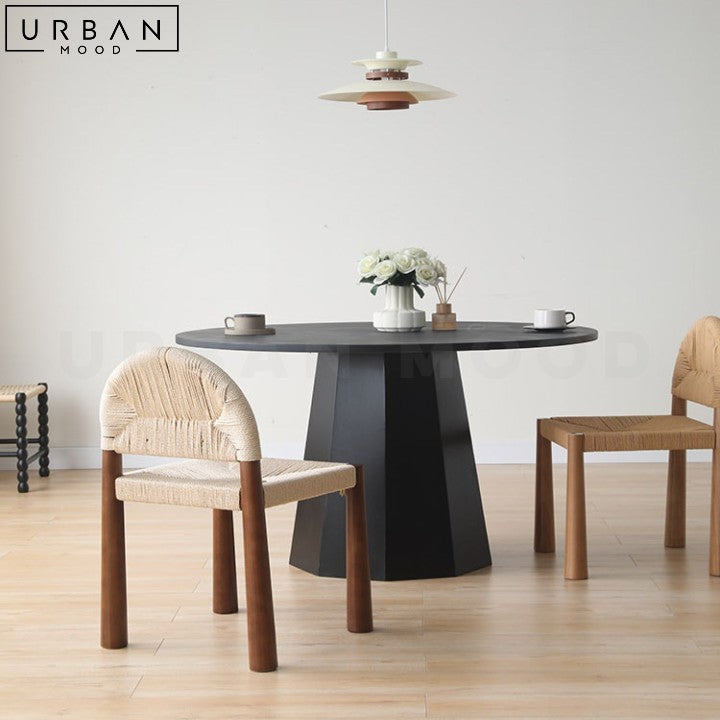Japandi Solid Wood Dining Chair with Rope Weave Backrest - URBANMOOD