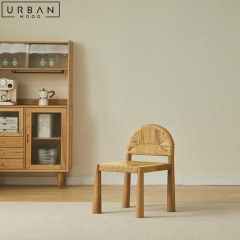 Japandi Solid Wood Dining Chair with Rope Weave Backrest - URBANMOOD