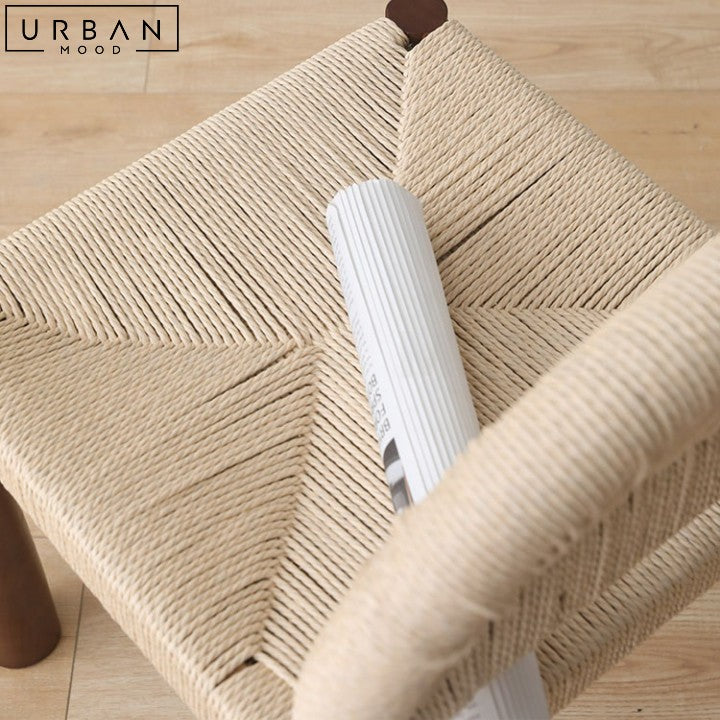 Japandi Solid Wood Dining Chair with Rope Weave Backrest - URBANMOOD