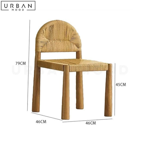 Japandi Solid Wood Dining Chair with Rope Weave Backrest - URBANMOOD