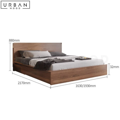 Japanese Storage Bedframe LIEN Minimalist Design - URBANMOOD