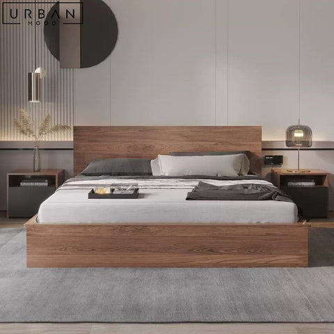 Japanese Storage Bedframe LIEN Minimalist Design - URBANMOOD