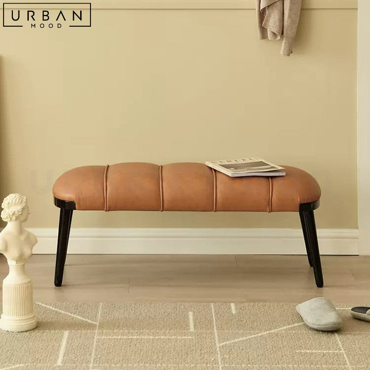 KASER Modern Faux Leather Bench with Metal Legs - URBANMOOD