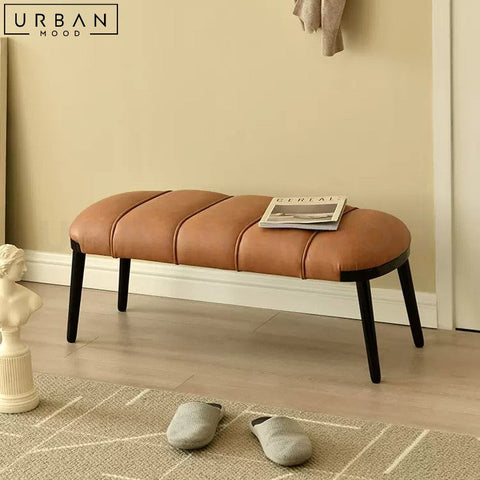 KASER Modern Faux Leather Bench with Metal Legs - URBANMOOD