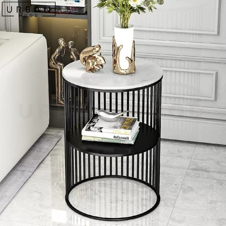 KEVEN Modern Sintered Stone Side Table with Open Shelves - URBANMOOD