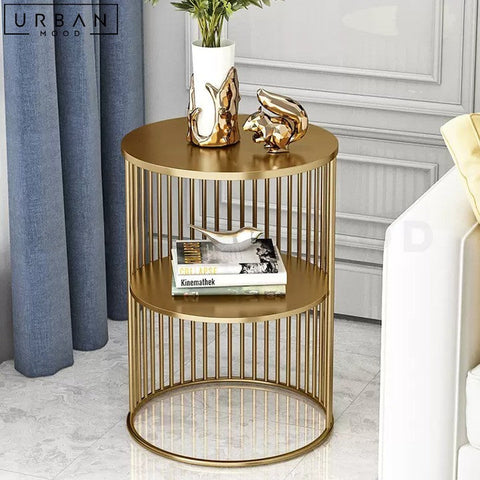 KEVEN Modern Sintered Stone Side Table with Open Shelves - URBANMOOD