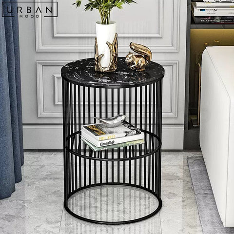 KEVEN Modern Sintered Stone Side Table with Open Shelves - URBANMOOD