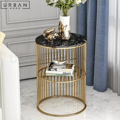 KEVEN Modern Sintered Stone Side Table with Open Shelves - URBANMOOD