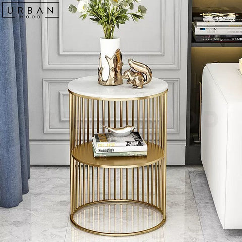 KEVEN Modern Sintered Stone Side Table with Open Shelves - URBANMOOD