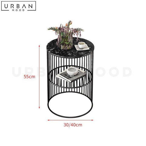 KEVEN Modern Sintered Stone Side Table with Open Shelves - URBANMOOD