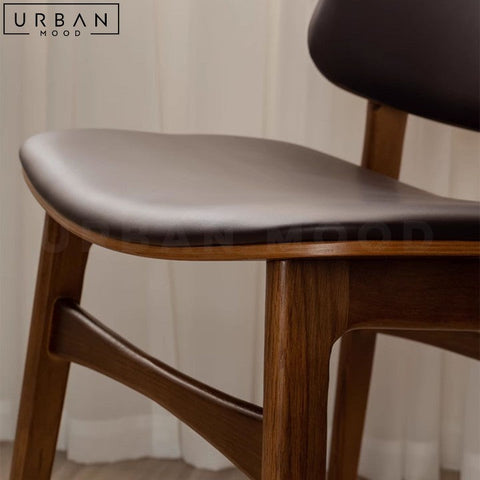 KLASEN Solid Wood Dining Chair with Leather Seat - URBANMOOD