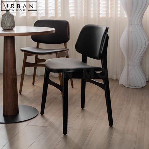 KLASEN Solid Wood Dining Chair with Leather Seat - URBANMOOD