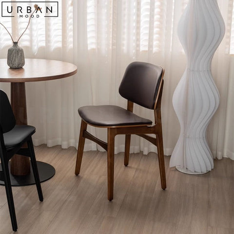 KLASEN Solid Wood Dining Chair with Leather Seat - URBANMOOD