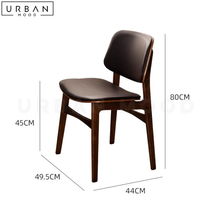 KLASEN Solid Wood Dining Chair with Leather Seat - URBANMOOD