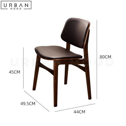 KLASEN Solid Wood Dining Chair with Leather Seat - URBANMOOD