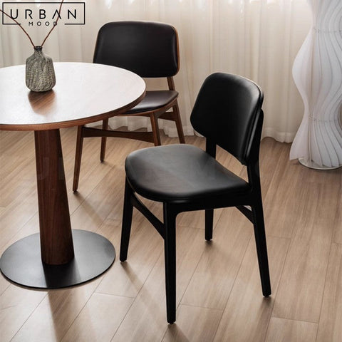 KLASEN Solid Wood Dining Chair with Leather Seat - URBANMOOD
